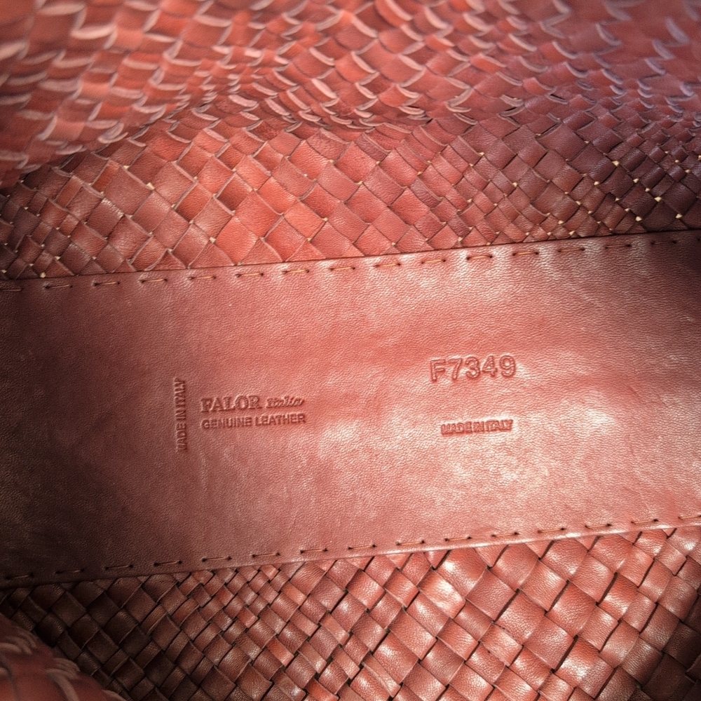 Falorni Luxury Woven Soft Leather Tote NWOT Reddish Brown - Picture 13 of 16